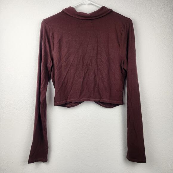 Lovers + Friends Bernie Crop Top Brown Size XL Long Sleeve Button Down NWT - Picture 4 of 6